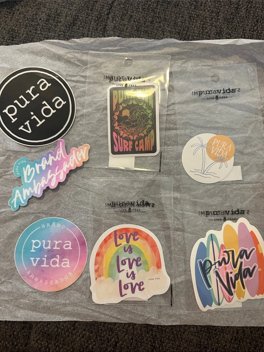 NWT Pura Vida Sticker Bundle of 7 - Multicolor Decorative Stickers